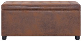 281375 vidaXL Taburet de depozitare, maro, 87,5 cm, piele întoarsă ecologică