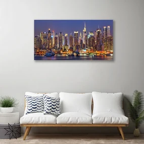 Tablou pe panza canvas Oraș Case Violet Galben Maro