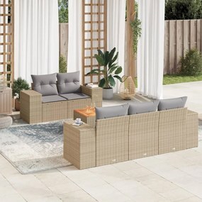 vidaXL Set canapele de grădină cu perne, 6 piese, bej, poliratan