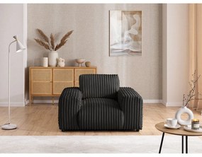 Fotoliu gri închis cu tapițerie din catifea reiată Justin – Ropez