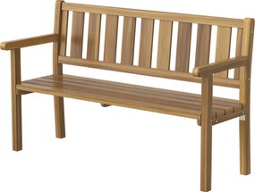 Outsunny Bancă de Grădină pentru 2 Persoane, Bancă de Exterior cu Lamele din Lemn de Molid, Stil Country, Bancă pentru Terasă, Patio și Curte, 150x57x93 cm, Culoare Teak | Aosom Romania