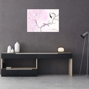 Tablou pe sticlă - Sărutul (70x50 cm)