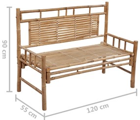 Banca de gradina cu perna, 120 cm, bambus model frunze, 120 x 50 x 4 cm, 1, 1