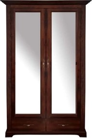 Dulap lemn masiv nuc Preston 2 Uși cu Oglinzi, 113 × 61 × 207 cm