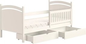 Pat copii cu tablă de scris Amely 70x140 - culoare alb