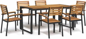vidaXL Set mobilier de grădină, 7 piese, lemn masiv de acacia și metal