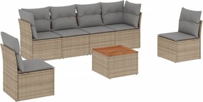 vidaXL Set canapele de grădină, 7 piese, cu perne, bej, poliratan