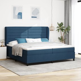 vidaXL Pat cu saltea box Albastru 200x200 cm, țesătură.