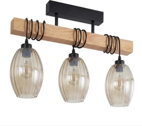Brilagi - Lustră aplicată WOOD GLASS 3xE27/60W/230V pin/negru/bej fumuriu