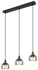 Lustră neagră/argintie cu abajur din sticlă Molly – Trio