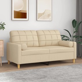 vidaXL Canapea cu 2 locuri cu pernuțe, crem, 140 cm, textil