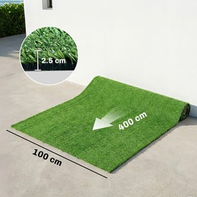Outsunny Gazon Sintetic 1 m x 4 m Covor de Gazon Artificial cu Înălțimea Firelor 10 mm Drenaj Automat Verde | Aosom Romania