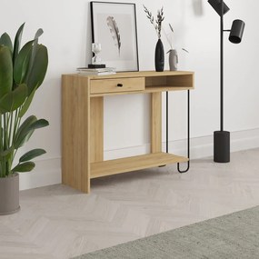 Masă consolă în culoare naturală cu blat cu aspect de lemn de stejar 35x100 cm Saturne – Marckeric