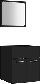 vidaXL Set mobilier de baie, 2 piese, negru, PAL