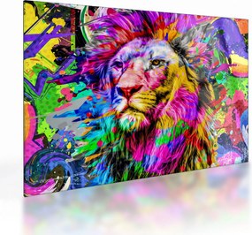 Tablou pe sticlă - 3D imaginea leului (70x50 cm)