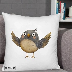 Perna Decorativa Pasare cu Aripi Intinse, 40x40 cm, Alb Pufos, Husa Detasabila, Perna Inclusa, BEKZ®