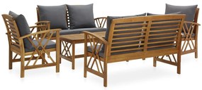 vidaXL Set mobilier grădină cu perne, 5 piese, lemn masiv de acacia