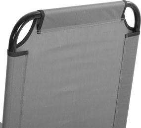 Outsunny Șezlong Pliabil cu Spătar Reglabil în 5 Poziții, Scaun de Grădină cu Material Respirable Oxford, Ideal pentru Plajă, Piscină, Grădină, 188x56x28 cm, Gri | Aosom Romania