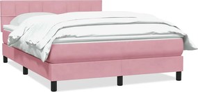 vidaXL Pat box spring cu saltea, roz, 160x220 cm, catifea