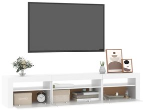 Comoda TV cu lumini LED, alb, 195x35x40 cm 1, Alb, 195 x 35 x 40 cm