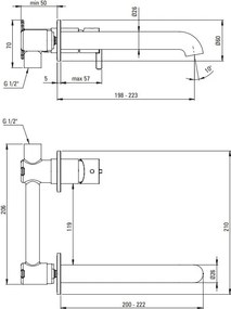 SILIA Baterie pentru lavoar incastrata BQS_R54L Finisaj: auriu periat