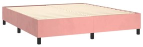 Pat box spring cu saltea, roz, 160x200 cm, catifea Roz, 160 x 200 cm, Benzi verticale