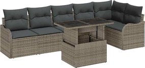 vidaXL Set de canapele pentru grădină cu pernă 7 pcs Gri Poli Rattan