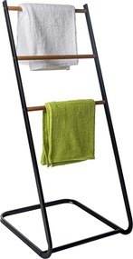 Uscator haine ZONKER, negru/nuc, metal/lemn, 40x38x89 cm