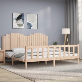 3192316 vidaXL Cadru pat cu tăblie 200x200 cm, lemn masiv de pin
