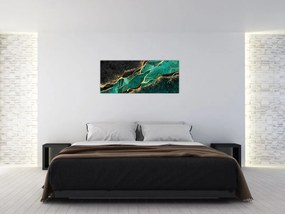 Tablou - Marmorat, petrol-auriu (120x50 cm)