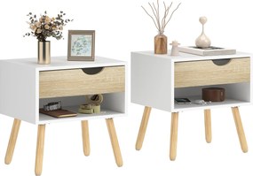 HOMCOM Noptiere Moderne cu Sertar și Raft, Design Modern și Funcțional, Ideal pentru Cameră de Dormit, Albastru | Aosom Romania