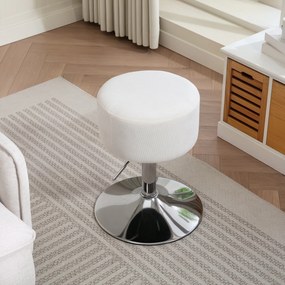 HOMCOM Taburet, cu pernă, cu cadru metalic, aspect de catifea, înălțime reglabilă, 360° rotativ alb | Aosom Romania