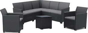 Set de mobilier de grădină Claire IV cu 7 locuri și masă de depozitare Vigo, grafit