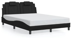 3214008 vidaXL Cadru de pat cu lumini LED, negru, 120x200 cm, piele ecologică