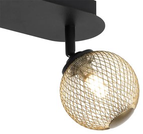 Spotlight negru cu auriu cu 2 lumini - Athens Wire