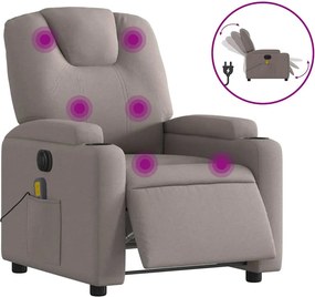 vidaXL Fotoliu electric de masaj rabatabil, gri taupe, textil