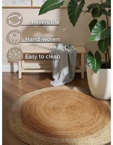 Covor în culoare naturală reversibil, țesut manual rotund din iută ø 240 cm Jutta Gold – Hanse Home