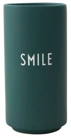 Vază din porțelan Design Letters Smile, înălțime 11 cm, verde închis