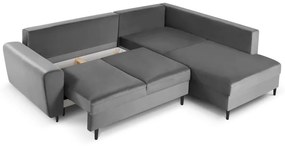 Coltar extensibil Kyoto 5 locuri catifea picioare negre