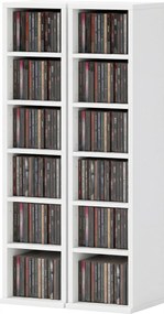 HOMCOM Set de 2 etajere coloane dulap pentru depozitare CD-DVD 12 compartimente 21 x 22,5 x 88,5 cm capacitate 204 CD-uri alb | Aosom Romania