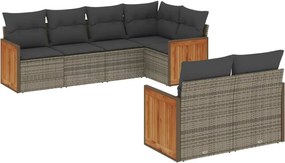 vidaXL Set canapele de grădină, 7 piese, cu perne, gri, poliratan