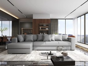 Colțar extensibil dumonde cu ladă de depozitare si sezut confortabil din spuma high-density, Gloria Enjoy Grey 320x183 cm