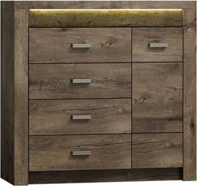 Comoda INDIANAPOLIS I17, frasin inchis, PAL laminat, cu 4 sertare, o u