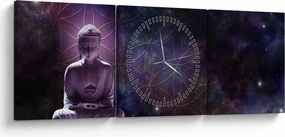 Tablou - Buddha cu florile vieții (cu ceas) (90x30 cm)
