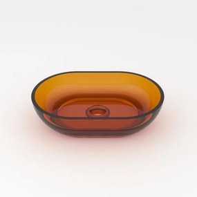 Lavoar pe blat Rune Mond oval 58 cm rasina maro-cupru