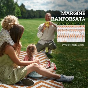 Outsunny Covor de Exterior pentru Balcon și Terasă, Rezistent la Raze UV, 182x274 cm, Maro și Alb | Aosom Romania