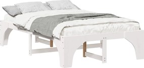 vidaXL Cadru de pat Alb 140 x 190 cm Lemn de pin masiv
