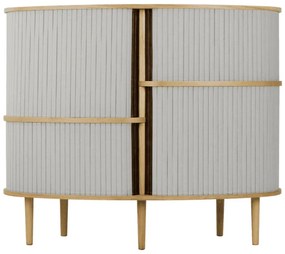 Dulap gri-în culoare naturală cu aspect de lemn de stejar cu ușă glisantă 120x100x50 cm Audacious – UMAGE