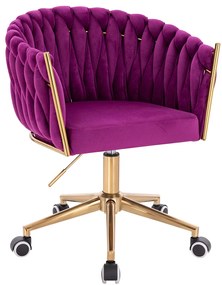 HR750K Scaun Fucsia din Catifea cu Bază Aurie