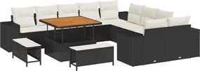 vidaXL Set de canapele pentru grădină 13 pcs Negru și Crem poliratan